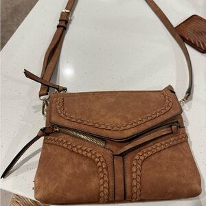 Braided Tan Crossbody Bag